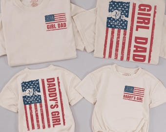 Personalized Daddy's Girl Matching Shirts, Patriotic Fathers Day Gift, Dad and Daughter Matching Outfits, 4th of July Dad Tee