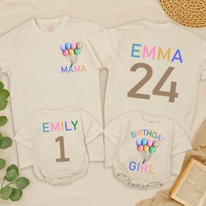 Rainbow Balloon Birthday Romper, 1st Birthday Outfit, Colorful Family Birthday Matching shirt, Baby Birthday Shirt, Toddler Birthday girl