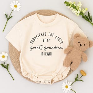 Custom Baby newborn romper, Hand picked for earth by my grandma in heaven Baby Bodysuit, Baby Clothes bodysuit prefect baby shower gift