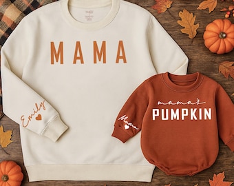 Mama and Mamas Pumpkin Fall Sweatshirts, Mommy and Me Sweaters, Mom Baby Outfit, Matching Outfits, Kids Fall Shirt, Fall Gifts, Thanksgiving