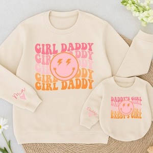 Personalized Girl daddy and Daddy&#39;s Girl Sweatshirt, Dad And Baby Matching Family, Daughter Kid Sweatshirt, Retro OutFit, Baby Romper gift