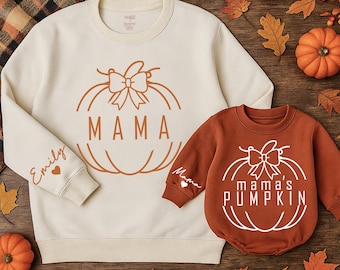 Mama and Mamas Pumpkin Fall Sweatshirts, Mommy and Me Sweaters, Mom Baby Outfit, Matching Outfits, Kids Fall Shirt, Fall Gifts, Thanksgiving
