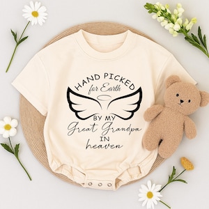 Custom Baby newborn romper, Hand picked for earth by my grandma in heaven Baby Bodysuit, Baby Clothes bodysuit prefect baby shower gift