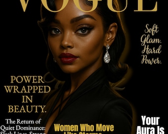 Vogue style artwork | High-Fashion Black Woman Print | Cinematic Beauty Poster | Digital Download