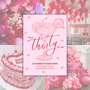 Talk Thirty to Me 30th Birthday Invitation | Editable Canva Template