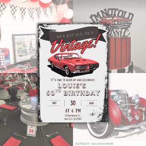 Vintage Car Birthday Invitation | Editable Canva Template