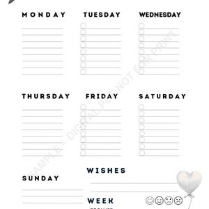 weekly planner for kids hearth design black and white