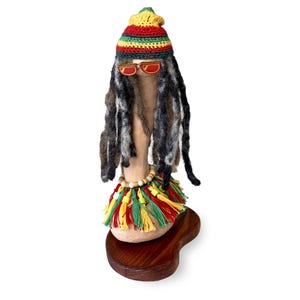 Rastaman Figurine – Handcrafted Paper Mache Art Sculpture, Reggae-Inspired Humorous Decor, Unique Collectible with Certificate