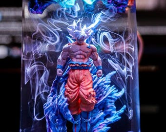 Handmade Anime Resin Night Light, Wood Base Goku Epoxy Lamp, Dragon Ball Z Desk Accessories, Cool Gamer Room Decor, Personalized Gift