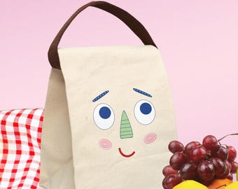 Kids Canvas Lunch Bag: Reusable Cotton Sack with Strap