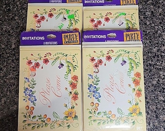 New VINTAGE Party Express Invitations Cottagecore Garden Party Hallmark 32ct