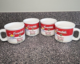 Vintage 1997 Campbell's Chicken Noodle Soup Mug Bowl Cup by Westwood Set of 4