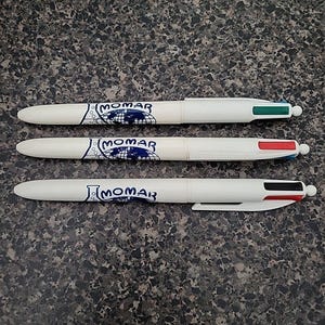 VINTAGE BIC Made In France "Momar" Chemical 4 Color Advertising Pens Lot 3 Dried image 1