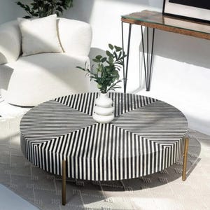 bone inlay coffee table strip pattern black handmade bone inlay furniture, bone inlay coffee table