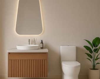 Miroir de salle de bain irrégulier, décoration murale ondulée asymétrique