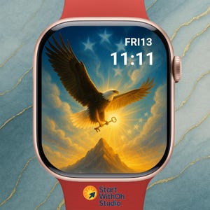 Key of Freedom Apple Watch Wallpaper, Bald Eagle Patriotic Watch Face, USA Digital Download for Liberty Lovers