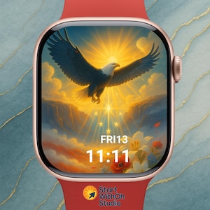 Soaring Freedom Apple Watch Wallpaper, Bald Eagle Watch Face, Radiant USA Spirit Digital Art Download for Patriots