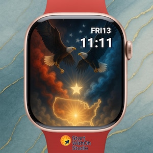 Guardians of Liberty Apple Watch Wallpaper, Twin Eagle USA Watch Face, Patriotic Digital Download for Freedom Seekers