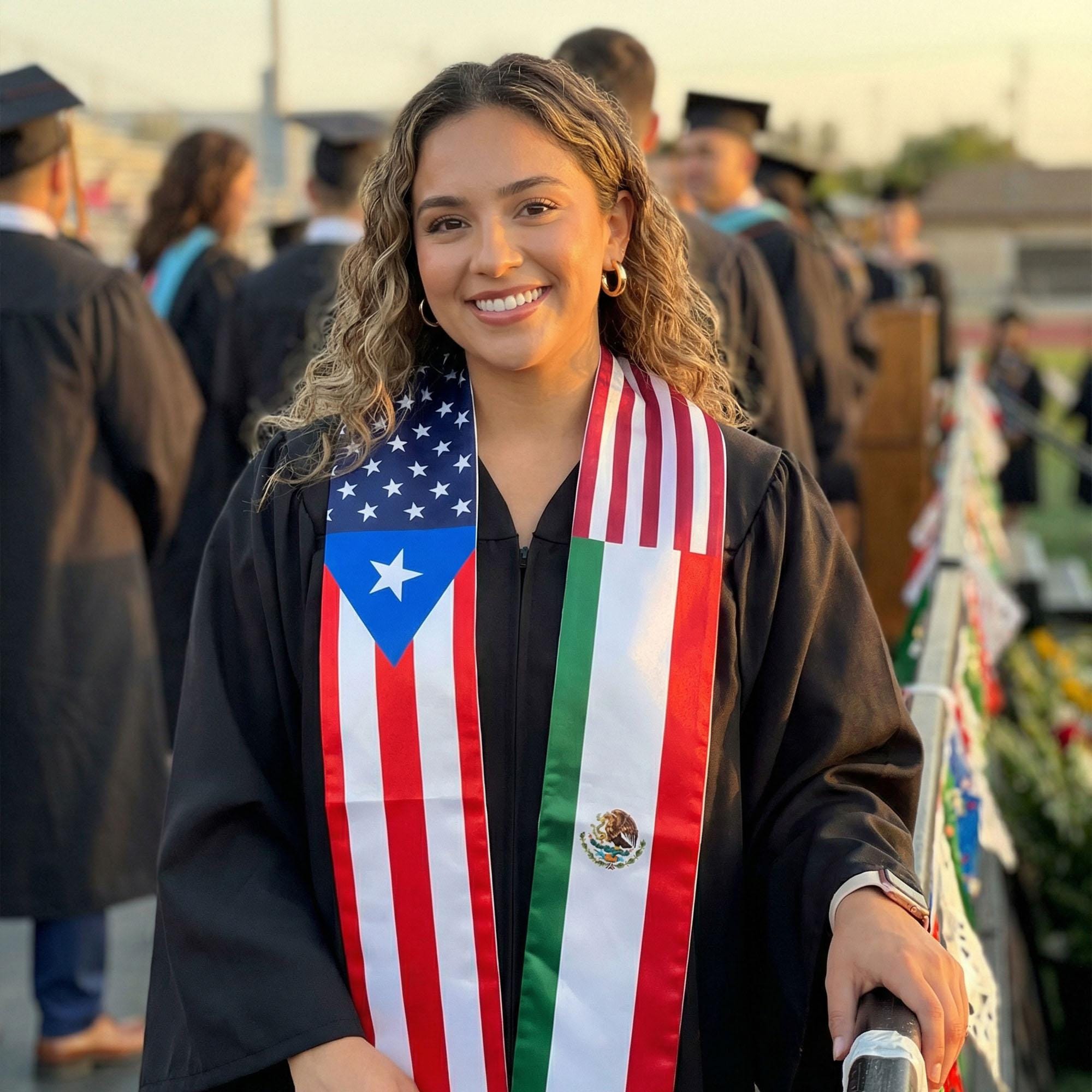 Custom 2/3/4 Flags Graduation Stole, Personalized Country Flags ...