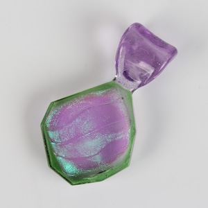 Tourmaline Watermelon Slice Dichro Glass Pendant Necklace Hand Made