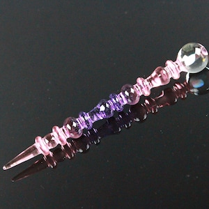 Serum Color Changing Pink/Yellow & Purple Lollypop Opal Art Glass Perfume Dauber