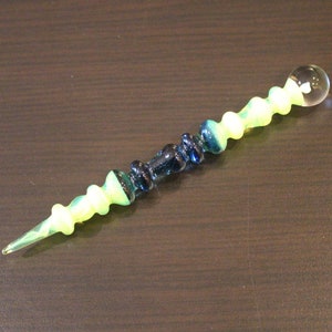 Opal - Slyme & Blue Stardust Art Glass Perfume Dauber