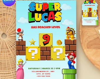 Super Mario Editable Birthday Invitation for Kids | Printable Mario Party Invite | Digital Download | Boys & Girls Birthday Card