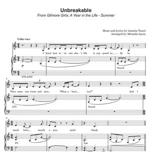 Unzerbrechliche (Gilmore Girls: Ein Jahr im Leben) - Vollständige Transkription - Gesang & Klavier Noten