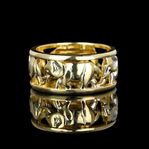 14K Solid Gold Elephant Band: Lucky Animal Jewelry