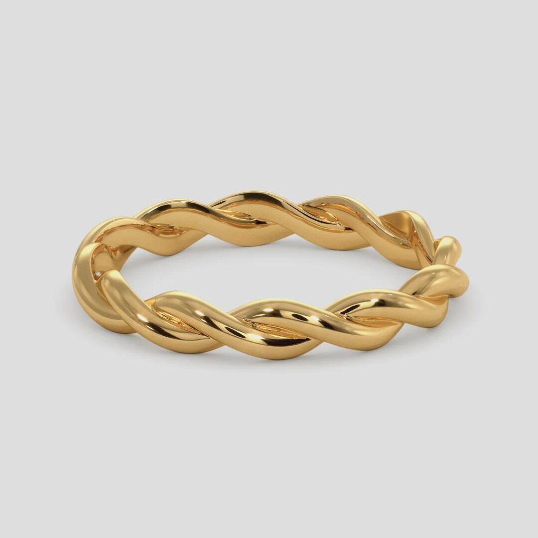 14K Solid Gold Braided Rope Ring: Dainty Twist Wedding Ring - Etsy