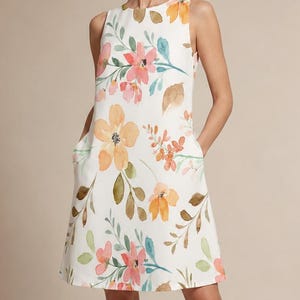 Floral Cottagecore Dress, Sleeveless A-Line Summer Vacation Outfit for Women