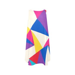 Färgglad geometrisk A-linjeformad klänning med fickor, retro 60-talsmodig ärmlös stil bild 12