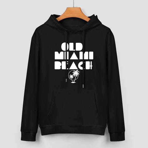 Vintage Old Miami Beach Hoodie: 70s Style Cotton Sweatshirt