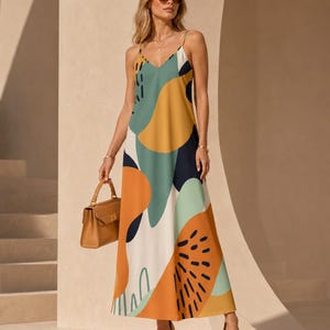 Abstract Art Boho Maxi Dress – Sling Sundress
