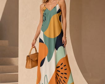 Abstract Art Boho Maxi Dress – Sling Sundress