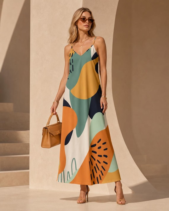 Abstract Art Boho Maxi Dress – Sling Sundress
