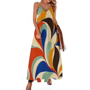 Abstract Maxi Dress, Retro Color Block image 10