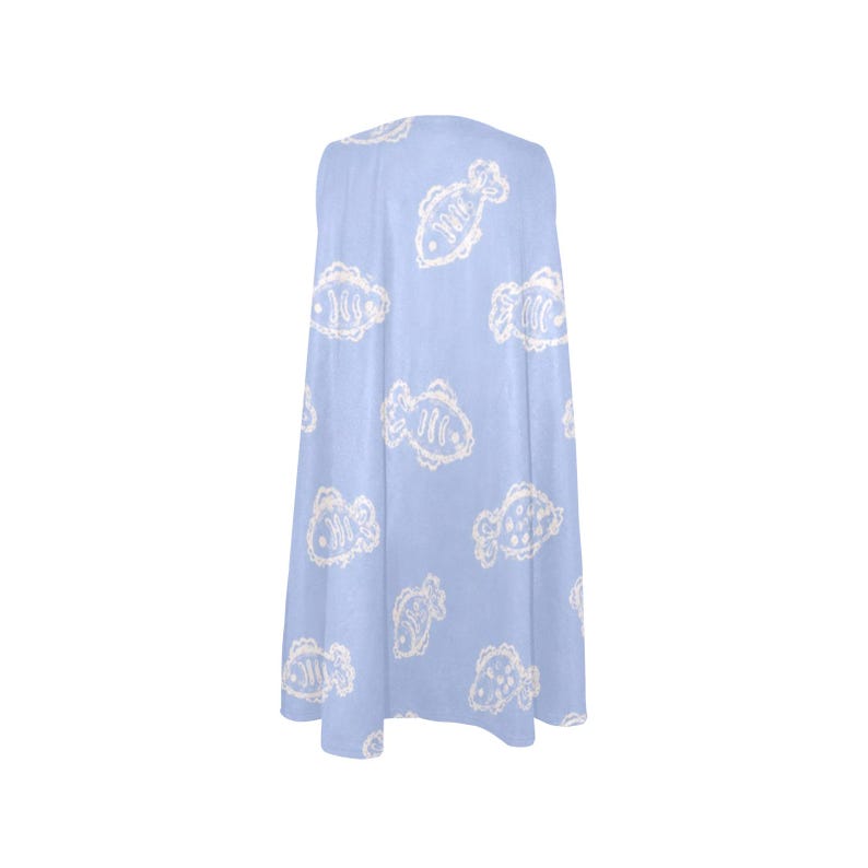 Custom Powder Blue Fish Print Sleeveless A-Line Dress with Pockets image 15