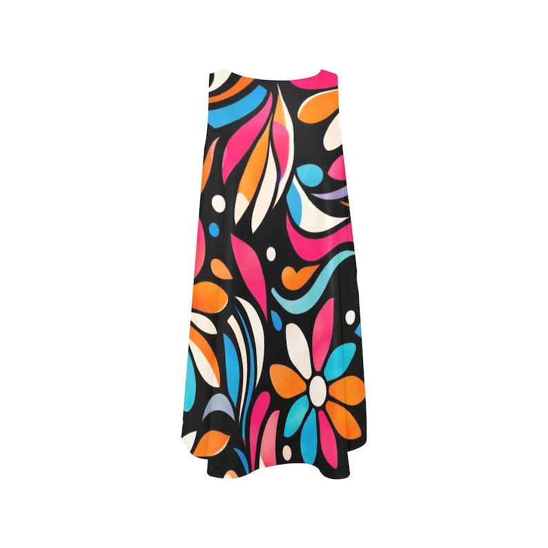 Minivestido floral holgado con bolsillos, sin mangas, estilo retro, ideal para vacaciones de verano. imagen 12