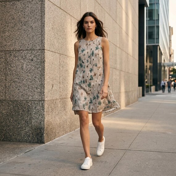 Floral A-Line Mini Dress – Lightweight Pockets, Summer Vacation Flowy Fit