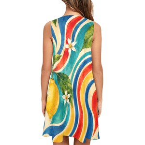 Lemon Wave A-Line Dress, Amalfi Vacation Outfit, Retro Resort Wear With Pockets image 19