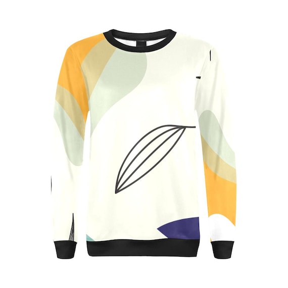 Abstract Leaf Print Sweatshirt | Modern Minimalist Art Gallery Pullover Top