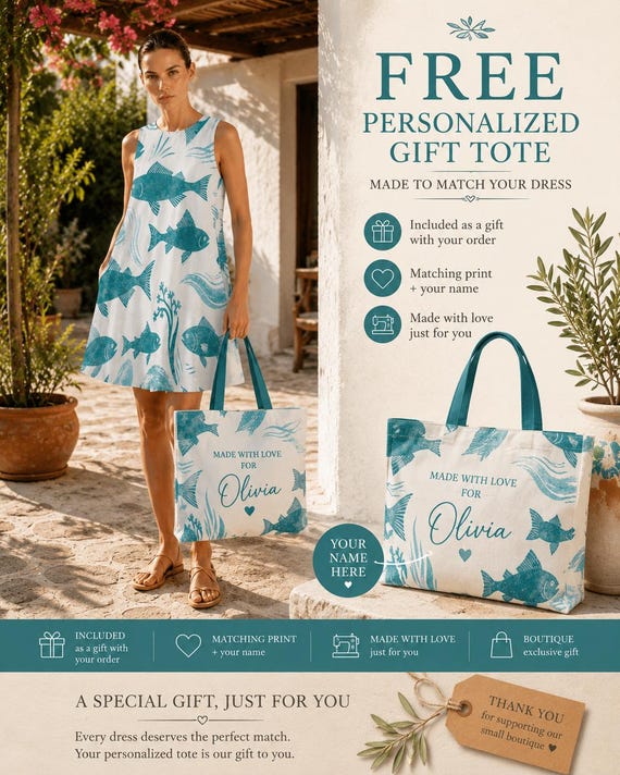 Coastal Fish Print Sleeveless Dress With Pockets, Mediterranean Resort Vacation Outfit
