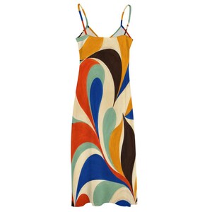 Abstract Maxi Dress, Retro Color Block image 11