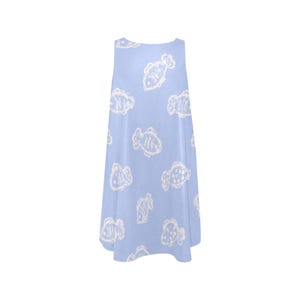 Custom Powder Blue Fish Print Sleeveless A-Line Dress with Pockets image 14