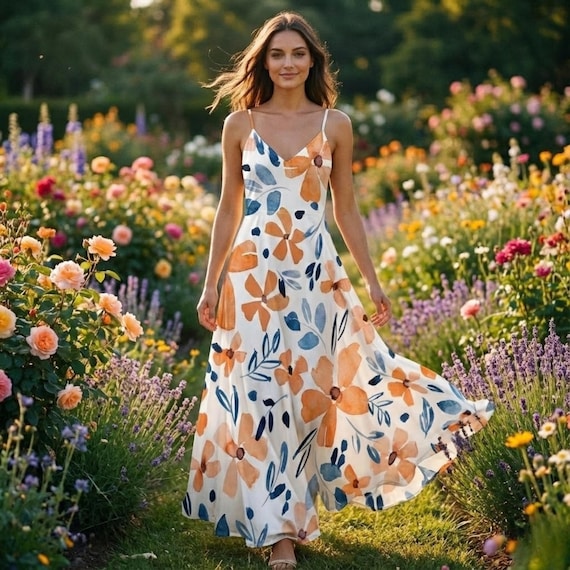 Boho Floral Maxi Sundress with – Summer Sleeveless Vacation Dress