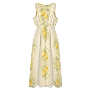 Lemon Maxi Dress, Watercolor Citrus Print, Sleeveless V-Neck, Pockets, Resort Style image 10