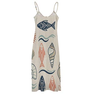 Mediterranean Fish Shell Maxi Dress, Sleeveless Coastal Resort Wear, Beach Summer A-Line image 12