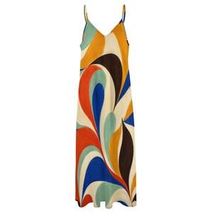 Abstract Maxi Dress, Retro Color Block image 13
