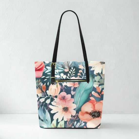 Floral Tote Bag: Matching LunaïStyle Print, PU Leather Summer Purse
